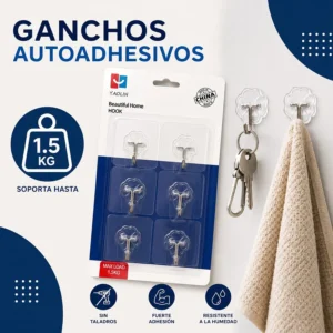 Ganchos Adhesivos De Pared Transparentes (pack x6)