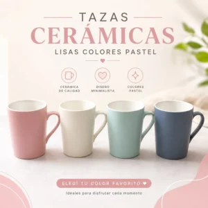 Tazas cerámica lisas colores pastel