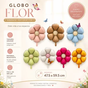 Globo flor decorativo, medidas 47,5 x 59,9 cm