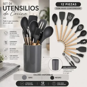 Set de utensilios de silicona 12 piezas