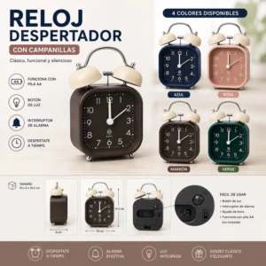 Reloj despertador con campanitas