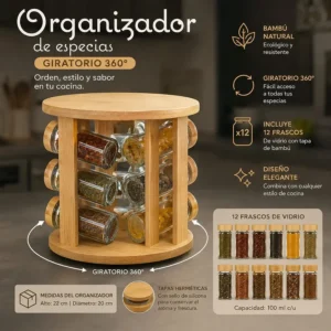 Organizador De Especias De Bambú